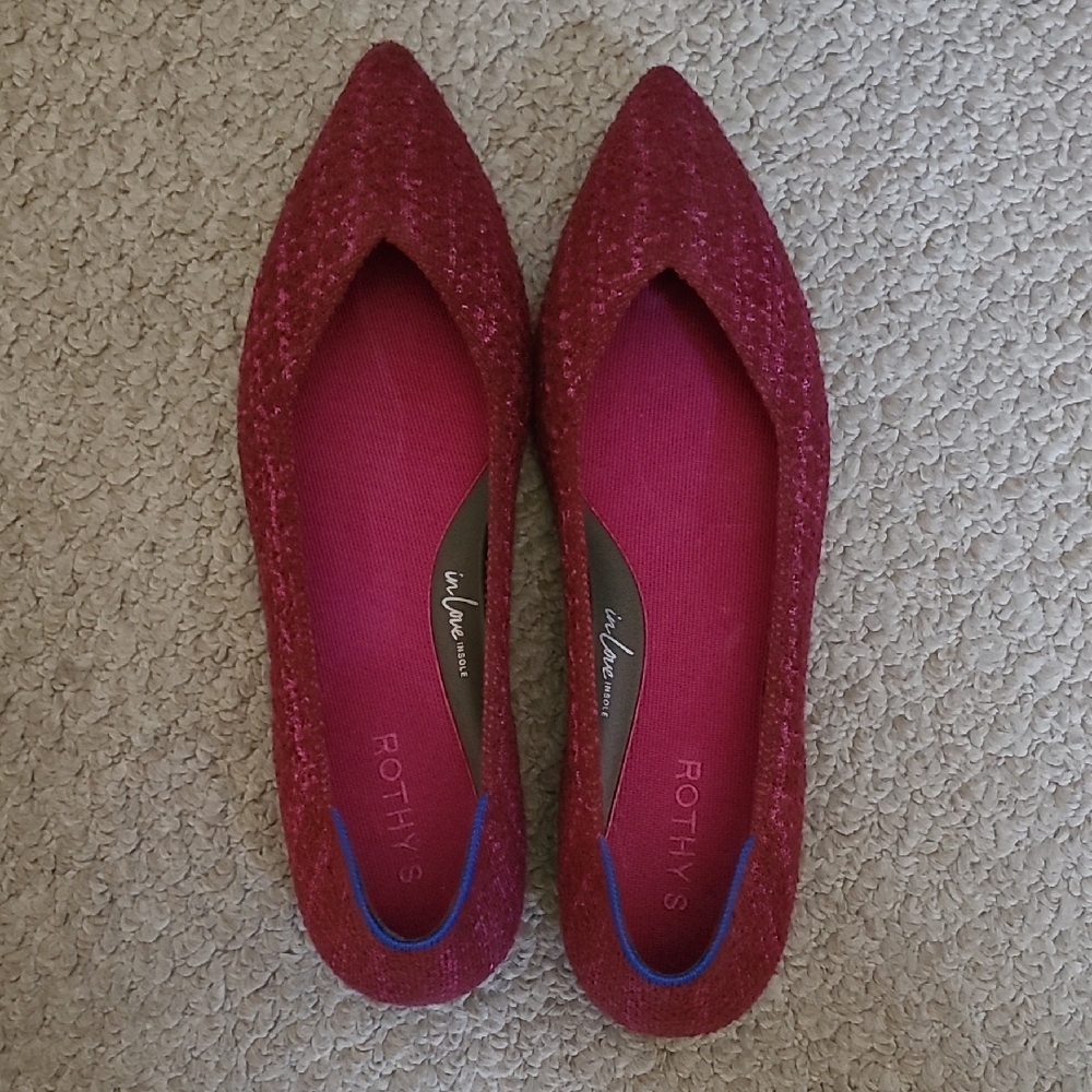 Rothys Berry Tweed Point II Flats In Women Size 13